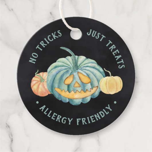 Halloween Blauwgroen pompoen Allergy-vriendelijke Bedankjes Labels (Voorkant)