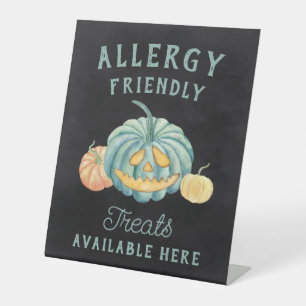 Halloween Blauwgroen pompoen Allergy-vriendelijke Reclamebord Met Voetstuk