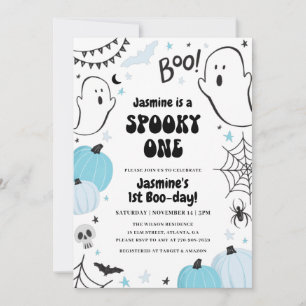 Halloween bleu 1er anniversaire Invitation