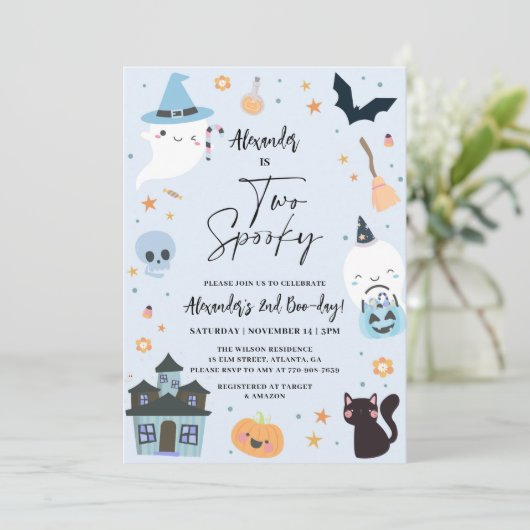 Halloween bleu 2e anniversaire Invitation (Debout devant)