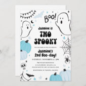 Halloween bleu 2e anniversaire Invitation (Devant / Derrière)