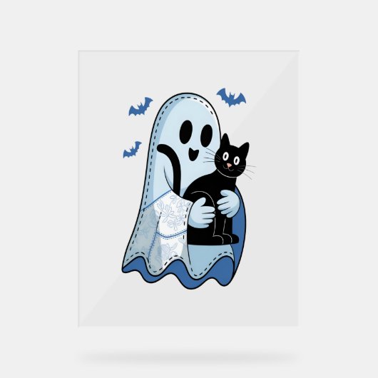 Halloween bleu Denim Ghost et chat (Recto)