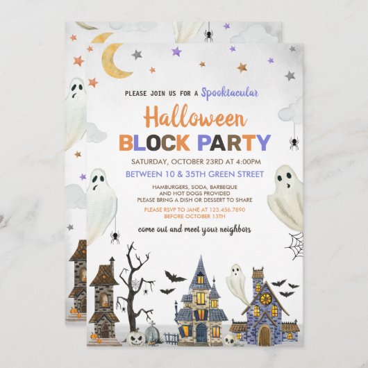 Halloween Block Party Kaart (Voorkant / Achterkant)