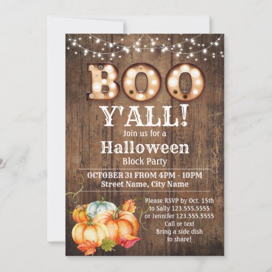 Halloween Block Party Pompoen Herfst Rustiek Kaart (Voorkant)