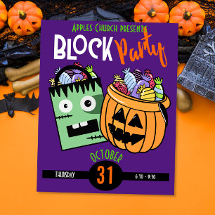 Halloween blockparty thema evenement stamper of be poster