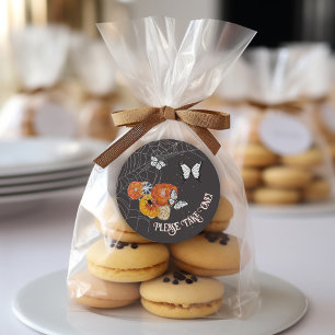 Halloween Bloemen Butterfy Spin Web Treat Bag Ronde Sticker