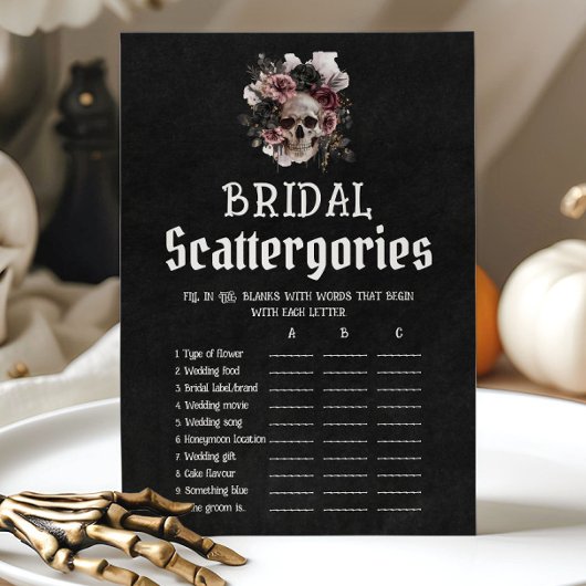 Halloween Bloemen Schedel Bruids Scattergories Gam Kaart