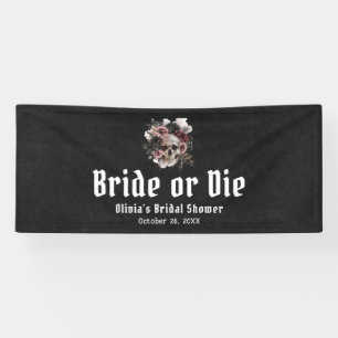 Halloween Bloemenschedel Bruid of Sterf Bruidsfees Spandoek