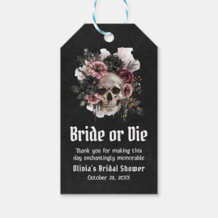 Halloween Bloemenskelet Bruid of Sterf Bruiloftsfe Cadeaulabel