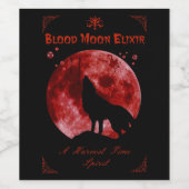 Halloween Blood Moon Wolf Wijn Etiket (Enkel label)