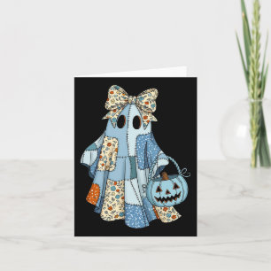 Halloween Blue Denim Boo Ghost Floral Coquette Fal Kaart
