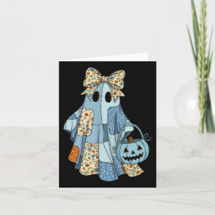 Halloween Blue Denim Boo Ghost Floral Coquette Fal Kaart