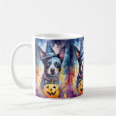 Halloween Blue Heeler met pompoenen eng Koffiemok (Links)