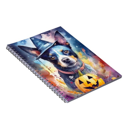 Halloween Blue Heeler met pompoenen eng Notitieboek (Rechterzijde)