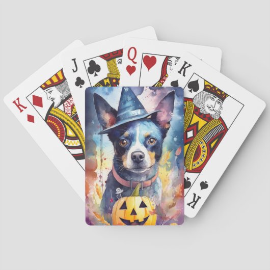 Halloween Blue Heeler met pompoenen eng Pokerkaarten (Achterkant)