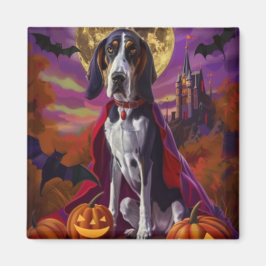 Halloween Bluetick Coonhound Dog Pumpkins eng Magneet (Voorkant)