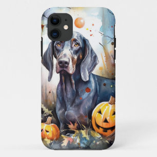 Halloween Bluetick Coonhound Met Pompoenen Eng iPhone 11 Hoesje