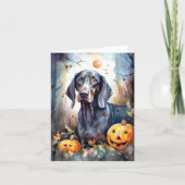 Halloween Bluetick Coonhound Met Pompoenen Eng Kaart (Voorkant)