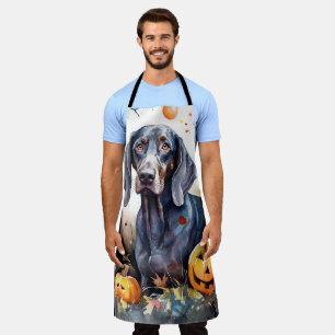 Halloween Bluetick Coonhound Met Pompoenen Eng Schort