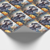 Halloween Bluetick Coonhound met pompoenen Scary Cadeaupapier (Hoek)