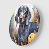 Halloween Bluetick Coonhound met pompoenen Scary Grote Klok (Hoek)