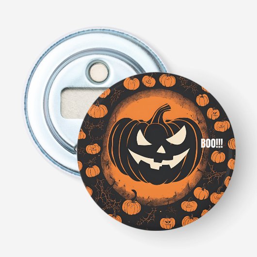 Halloween "Boe!" Flessenopener Button Flesopener (Voorkant)