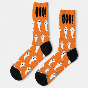 Halloween Boe! Geest Oranje Zwart Witte Sokken 