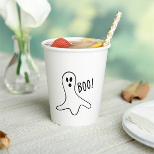 Halloween boe geest zwart-wit spookt papieren bekers
