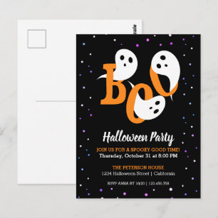 Halloween Boe Geesten Paarse Confetti Uitnodiging