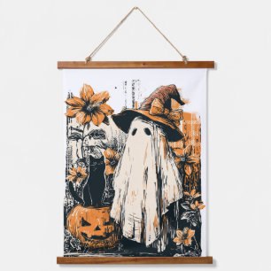 Halloween Boe Griezelige Pompoen Kunst Hangend Wandkleed