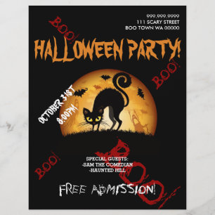 Halloween Boe Kat Vleermuizen Feest Aankondiging F Flyer