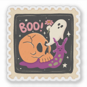 Halloween "Boe!" Skull & Ghost Stamp Sticker