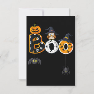Halloween Boe Uil Met Heksenhoed Spinnen Notitiekaartje