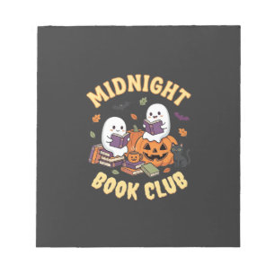 Halloween Boek Club Spook Lezen Pompoen Ontwerp_1 Notitieblok