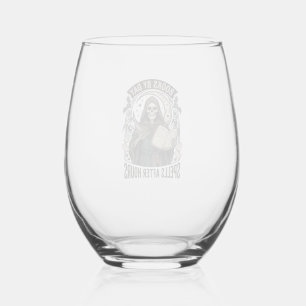 Halloween Boekhouder Heks Vintage Oogst Design_1 Wijnglas Zonder Voet