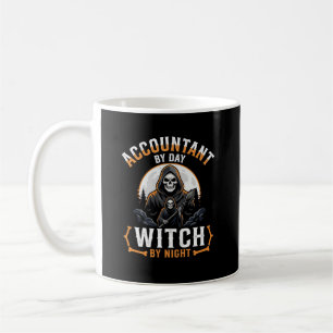 Halloween Boekhouder overdag Heks 's nachts Design Koffiemok