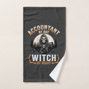 Halloween Boekhouder overdag Heks 's nachts Ontwer Handdoek