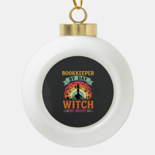Halloween Boekhouder overdag Heks 's nachts Ontwer Keramische Bal Ornament