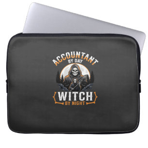 Halloween Boekhouder overdag Heks 's Nachts Ontwer Laptop Sleeve
