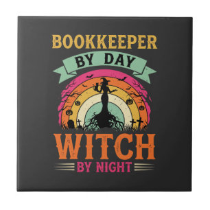 Halloween Boekhouder overdag Heks 's nachts Ontwer Tegeltje