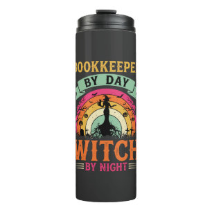 Halloween Boekhouder overdag Heks 's nachts Ontwer Thermosbeker
