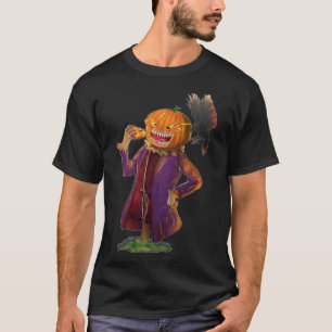 Halloween Boerderij vogelverschrikker eten pizza T-shirt