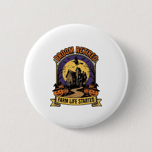 Halloween Boeren Shirt Spookachtige Verlaten Boerd Ronde Button 5,7 Cm