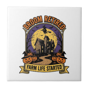 Halloween Boeren Shirt Spookachtige Verlaten Boerd Tegeltje