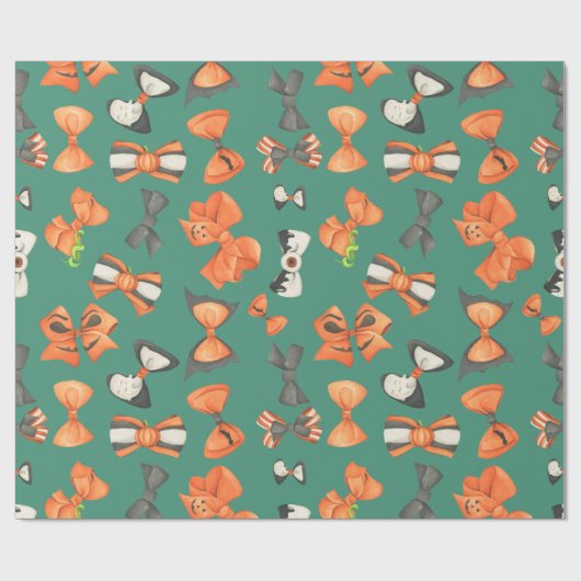 Halloween bogen oranje en zwart cadeaupapier (Vlak)