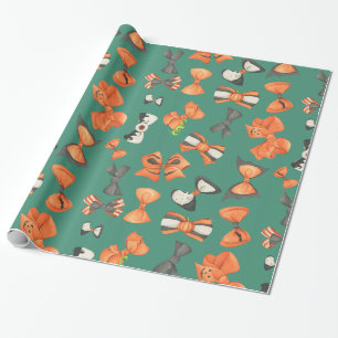 Halloween bogen oranje en zwart cadeaupapier