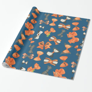 Halloween bogen oranje en zwart cadeaupapier