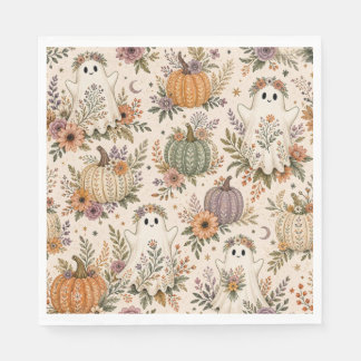 Halloween Boho Geest Bloemig Pompoen Servet