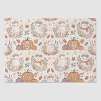Halloween Boho Geest Bloemige Pompoen Tissuepapier