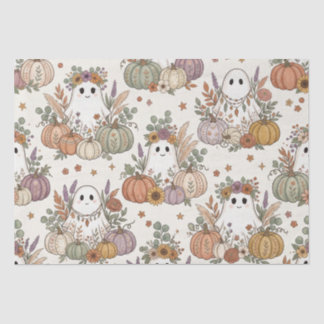 Halloween Boho Geest Bloemige Pompoen Tissuepapier